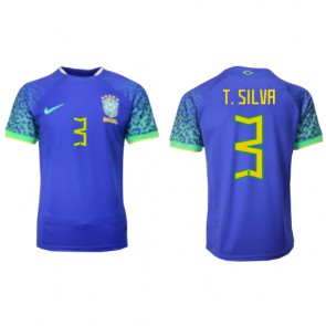 Brazil Thiago Silva #3 Replica Away Stadium Shirt World Cup 2022 Short Sleeve